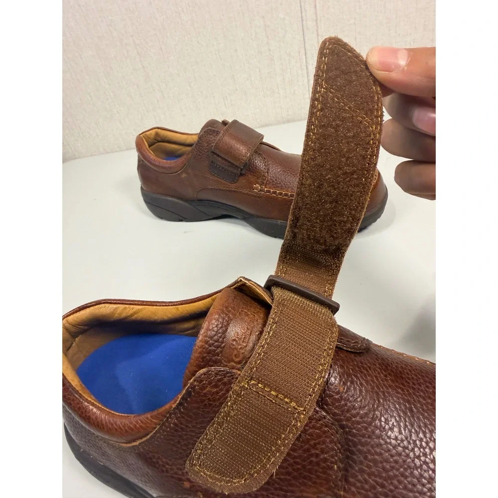 Dr. Comfort Scott Brown Leather Orthopedic Shoes 10.5 XW Hook Loop STK 9020 Men